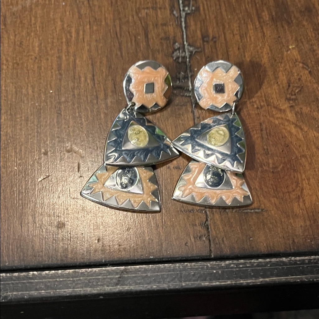 Geometric Silver And Gold Earrings 592